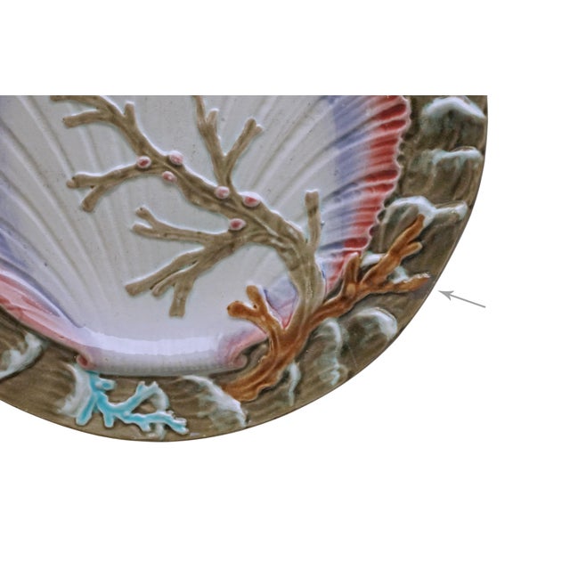 Late 19th Century Antique Wedgwood Majolica Ocean Plate Waves Scallop Shell Seaweed England Majolica Dish M2934 Circa 1890's For Sale - Image 5 of 5