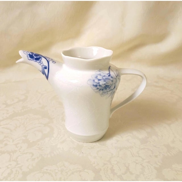 Chinoiserie Vista Alegre Blue Bird Milk Jug Crown Model Porcelain Creamer Pitcher Discontinued Portugal Chinoiserie Replacement Tableware For Sale - Image 3 of 8