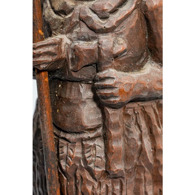 Solid Wood Carved Antique Native American Indian Chief Statue Sculpture Western Home Decor For Sale - Image 4 of 12