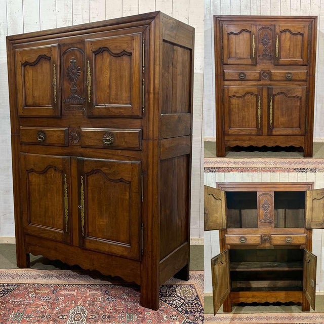 19th century Breton 4-door chestnut sideboard - H=1m93, D=57cm, L=1m35.