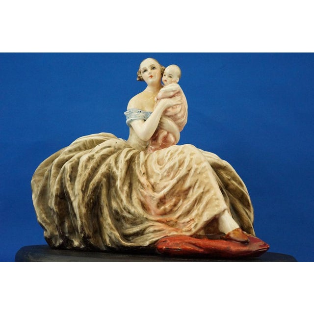 Large 20th Century Ceramic Sculpture of Lady with Child by Guido Cacciapuoti, Italy For Sale - Image 11 of 18
