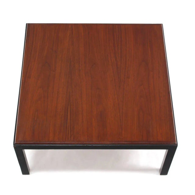 Nice ebonized frame coffee table with walnut-top in style of George Nelson.