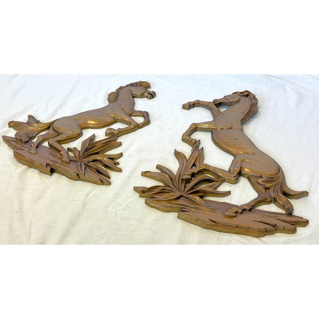 Wood Vintage MCM Syroco Wood Rodeo Horses- A Pair For Sale - Image 7 of 12