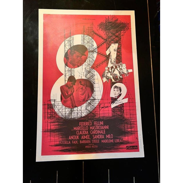 Mid 20th Century Mid 20th Century Frederico Fellini's 8 1/2 Movie Poster Signed by Barbara Steele For Sale - Image 5 of 11