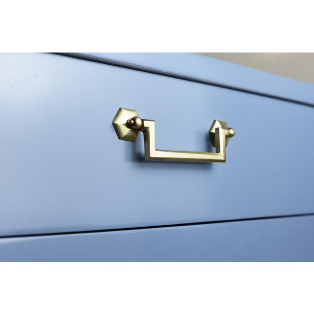 1950s Mahogany Sideboard by Landstrom Furniture in Blue - Newly Painted For Sale - Image 10 of 12