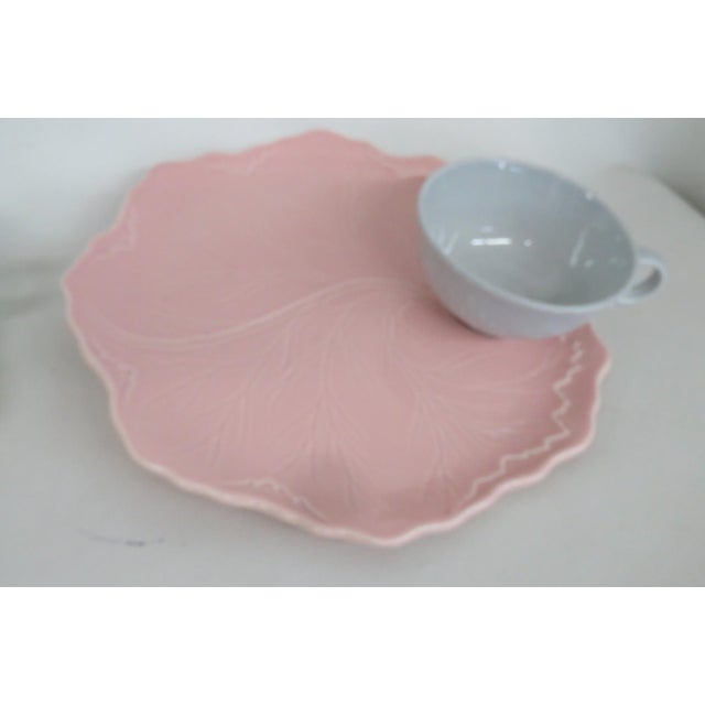 Mid 20th Century Taylor Smith Taylor Leaf Fantasy Ceramic Tea Cups and Plates - Set of 15 For Sale - Image 4 of 16