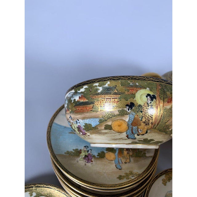 19th Century 19th Century Satsuma earthenware tea service, Meiji period - Set of 36 For Sale - Image 5 of 12