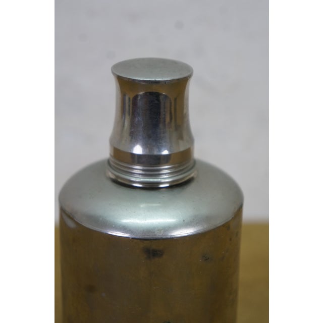 Early 20th Century Vintage Art Deco Silverplate Whisky Cocktail Flask Bottle Glass Stopper 8" For Sale - Image 5 of 15