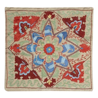 20"x19" 100% Silk Embroidered Pillow Cover. Contemporary Handmade Cushion Cover For Sale