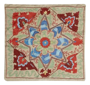 20"x19" 100% Silk Embroidered Pillow Cover. Contemporary Handmade Cushion Cover