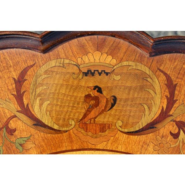1900 - 1909 Antique Mahogany Scalloped Table With Inlaid Top For Sale - Image 5 of 17