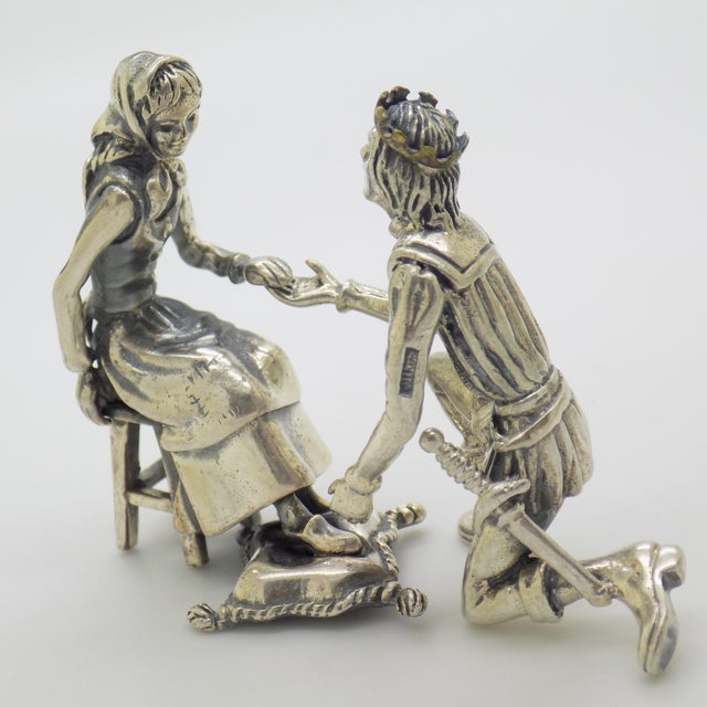 Vintage Italian Cinderella and Prince Silver 800 Figurine Duo by Arezzo Silversmiths, 1970s For Sale - Image 6 of 14