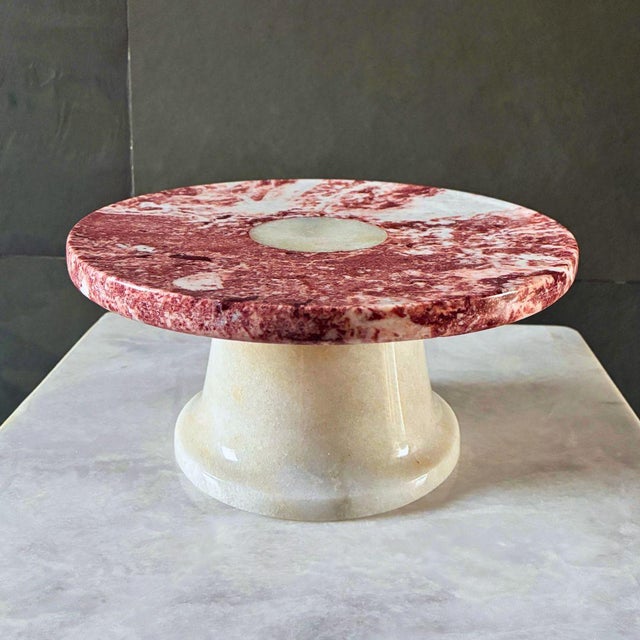 Decorative Footed Centerpiece Bowl in Red Marble by Forzini For Sale - Image 10 of 12