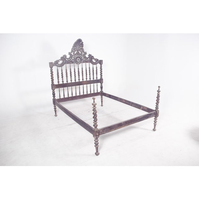 Portuguese Carved and Turned Double Bed, 1910 For Sale - Image 9 of 10