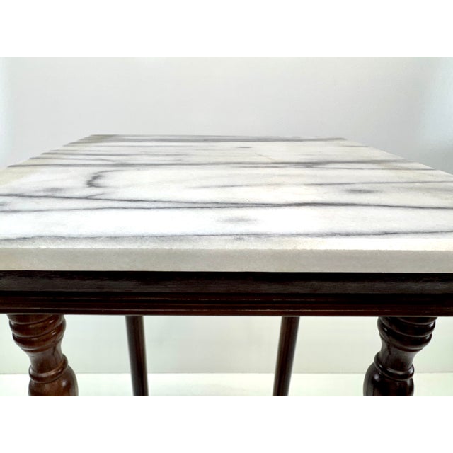 Mid-20th Century English Regency Revival Mahogany Marble Top Plant Stand For Sale In Little Rock - Image 6 of 11