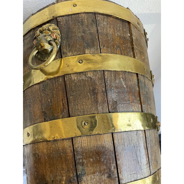 Brass English Regency Wood and Brass Belted Bucket With Claws, Circa 1820 For Sale - Image 8 of 13