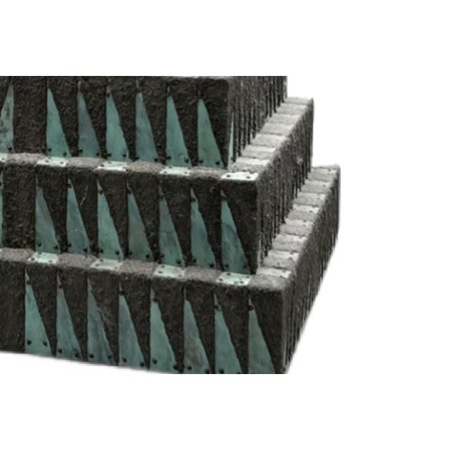 1980s Debra Sachs Split Pyramid III Two-Part Sculpture in Sand and Copper Over Wood For Sale - Image 5 of 7