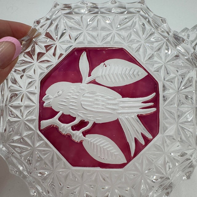 1960s Byrdes Collection Octagon 4" Trinket Box by Hofbauer 24% Lead Crystal For Sale - Image 5 of 10