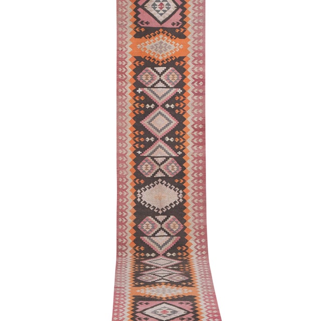 Mid-Century Modern 1960s Vintage Turkish Kilim Runner - Stair Kilim 3'3'' X 15' For Sale - Image 3 of 11