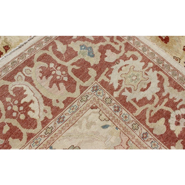 Large Vintage Persian Sultanabad Rug With All-Over Design in Ivory Background For Sale - Image 12 of 13