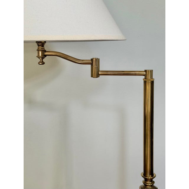 Stiffel Vintage Stiffel Solid Brass Swing-Arm Floor Lamp For Sale - Image 4 of 6