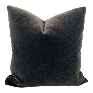 Plush Charcoal Down Filled Mohair Pillow For Sale
