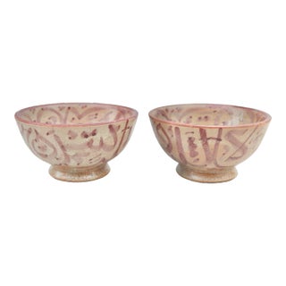 Late 19th Century Moorish Pink-Calligraphy Ceramic Bowls - 2 Pieces For Sale