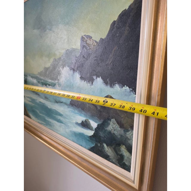 1950s 1950s Robert Wee Signed Large Seascape Oil Painting 41x27 “ For Sale - Image 5 of 9