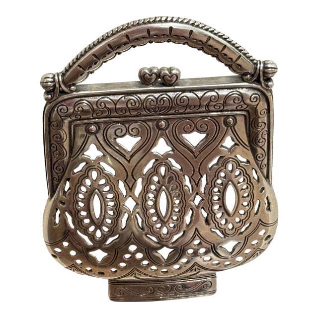 Vintage Moroccan Style Purse Pewter Night Light For Sale