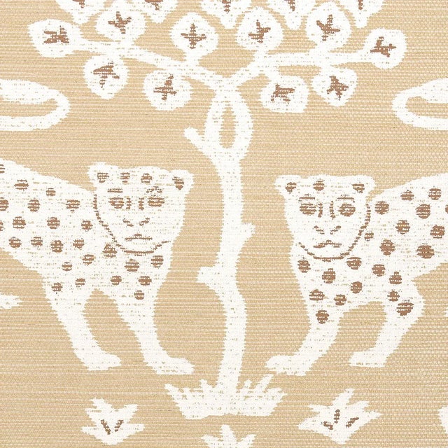 Contemporary Schumacher Woodland Leopard Sisal Wallpaper in Oatmeal For Sale - Image 3 of 4