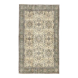 Mid 20th Century Vintage Floral Turkish Oushak Rug For Sale