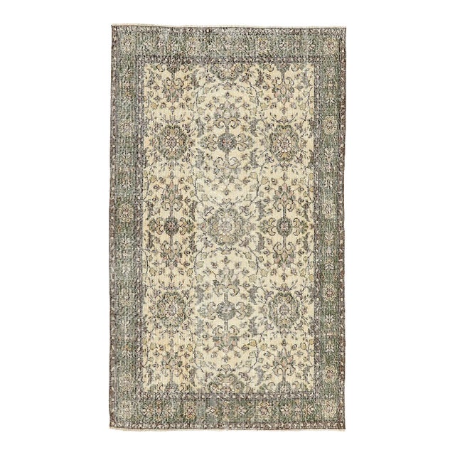 Mid 20th Century Vintage Floral Turkish Oushak Rug For Sale