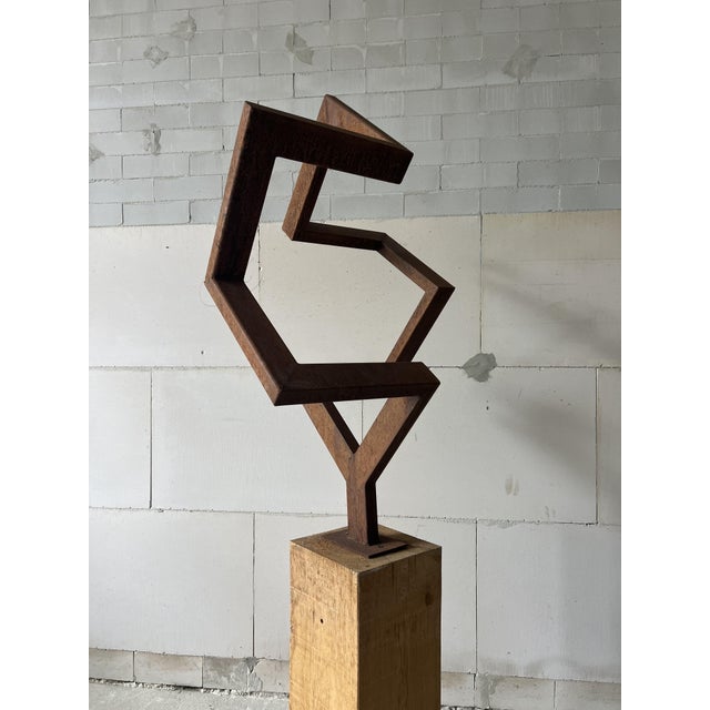 Brown Geometric Abstraction in Steel, 1970s For Sale - Image 8 of 12