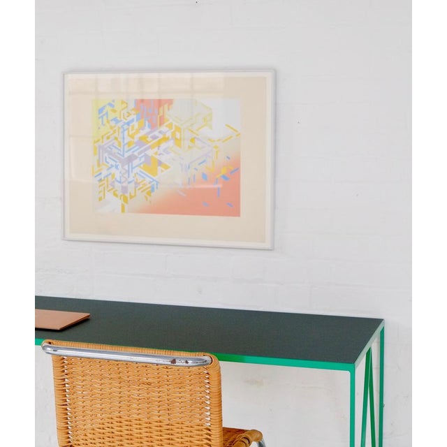 Contemporary Large Green Desk in Natural Linoleum from &New For Sale - Image 3 of 8