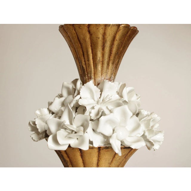 Italian Hollywood Regency Ceramic Floral Table Lamp For Sale - Image 11 of 12