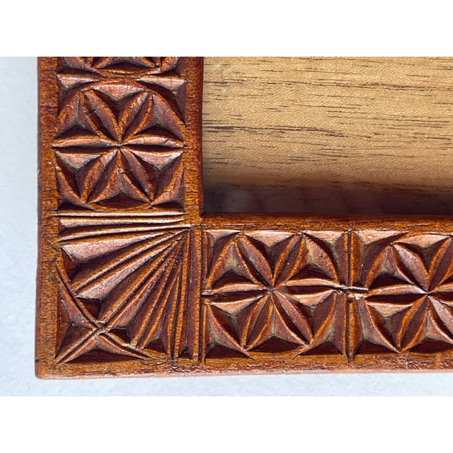 Antique Guatemalan Hand Carved Wood Picture Frame For Sale - Image 4 of 6