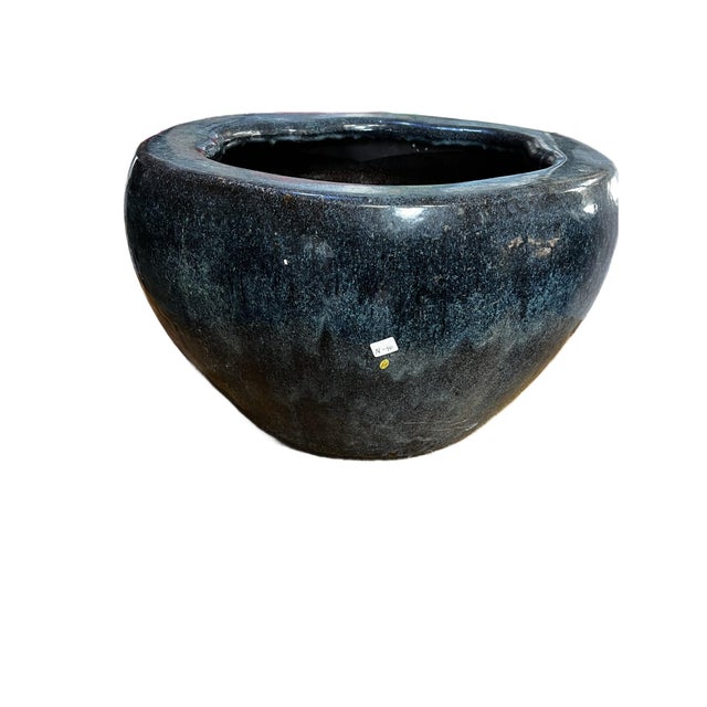 Chinese Large Early 20th Century Blue Flambe Glaze Pot For Sale - Image 3 of 9