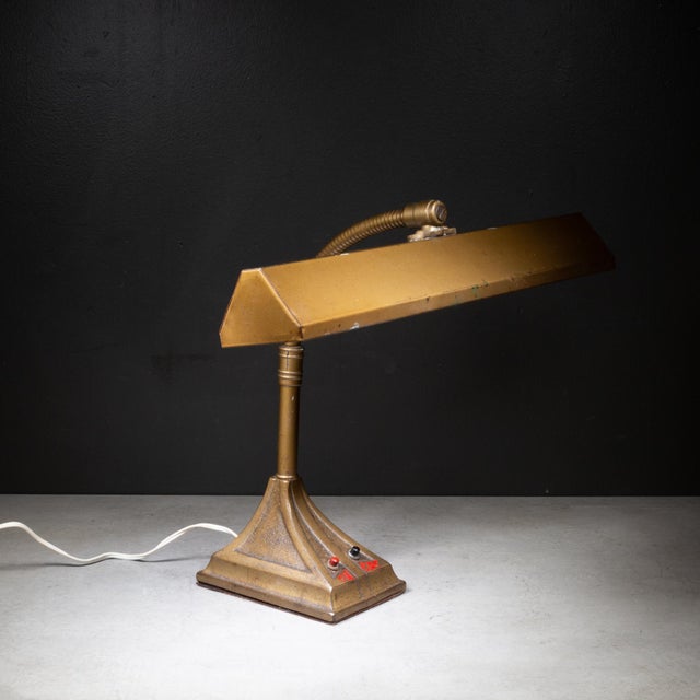 Antique Bronze Finish Desk Lamp c.1940 For Sale - Image 4 of 8
