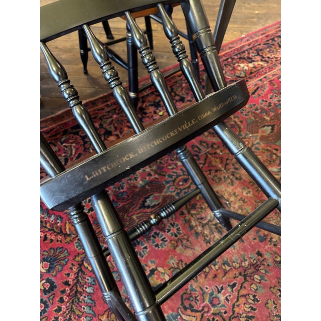 1990s Set of 4 L. Hitchcock Stenciled Back Wood Dining Chairs For Sale In Saint Louis - Image 6 of 6