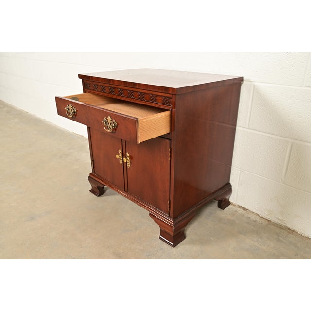 Baker Furniture Company Baker Furniture Chippendale Carved Mahogany Nightstand For Sale - Image 4 of 14