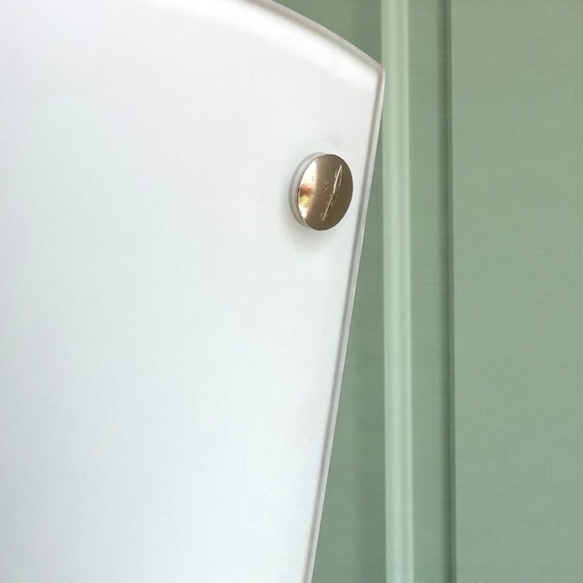 Metal Minimalist White Frosted Glass Triangular Conical Wall Sconce Lamp, 1990s For Sale - Image 7 of 10