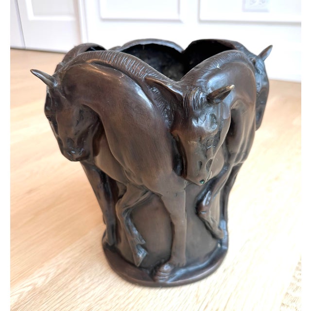 1980s Substantial European Cast Bronze Five Horses Vase / Sculpture For Sale - Image 5 of 10