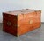 Vintage Boho Leather Wrapped Campaign Trunk For Sale - Image 9 of 12