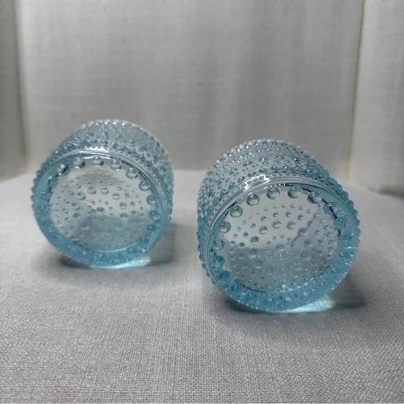 Oiva Toikka Iittala Kastehelmi Dewdrop Tealight Glass Candle Holders Light Blue For Sale - Image 4 of 5