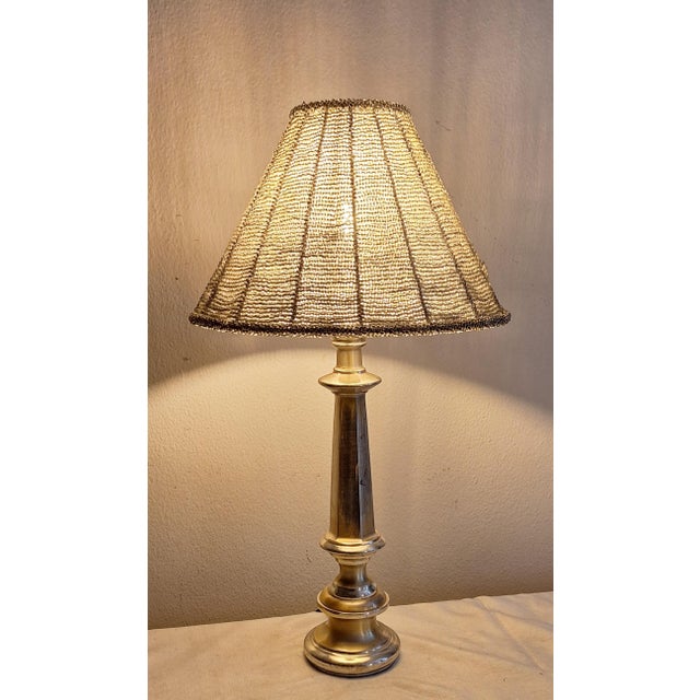 Vintage Metal Table Lamp with Glass Bead Shade, 1970s For Sale - Image 9 of 9
