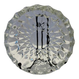 Vintage Mid-Century Pressed Glass Ashtray – Starburst Pattern 1950s Scalloped Glass For Sale