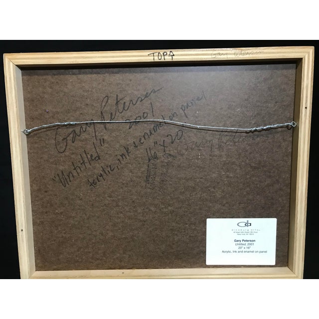 Colorful Gary Peterson painting from 2001. Acrylic, ink and enamel on wood panel.