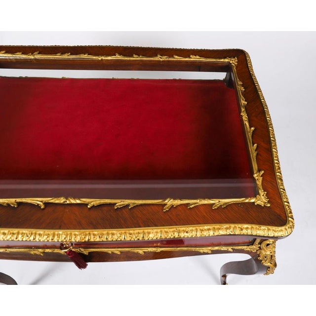 Antique 19th Century French Ormolu Mounted Bijouterie Display Table in Glass, Wood and Velvet For Sale - Image 17 of 18