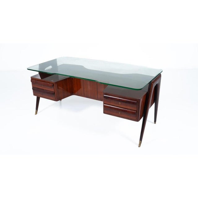 Mid-Century Modern Vittorio Dassi Desk, Wood and Glass, 1950s For Sale - Image 12 of 18