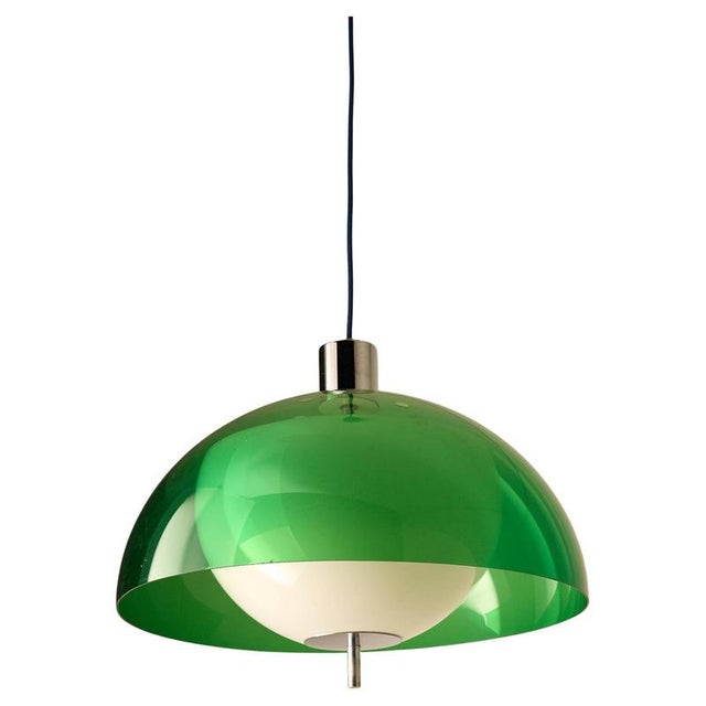 Space Age Green Semi-Sphere Pendant with White Diffuser, 1970s For Sale - Image 10 of 10